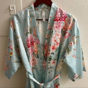 Faux Silk Kimono Robe